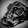 Pirate Silver Wired Death Skull Masquerade Full Face Mask - Black (mouth)