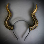 Fairy Maleficent Dragon Horns Headband - Black Gold