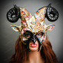Krampus Ram Demon with Black Horns Venetian Devil Halloween Mask - Gold Black (model)