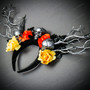 Tree Branches Forest Skull with Colors Flower Headband - Silver (with color flower)