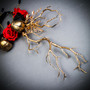 Tree Branches Forest Skull with Red Black Rose Headband - Gold Horns