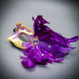 Venetian Purple Side Feather Glitter Ivory Women Eyes Mask
