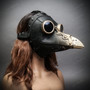 Steampunk Plague Doctor with Goggle Short Bird Beak Halloween Mask - Black Gold