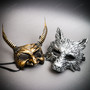 Silver Gold Wolf Halloween Party Mask Devil Horns Couple Mask Party Scary Mask