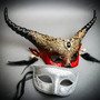 Silver Venetian Classic Eye w/ Long Horns Fairy Devil Red Eye Mask Couple Mask