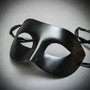 Venetian Classic Black Eye w/ Long Horns Elegant Devil Eye Black Couple Mask