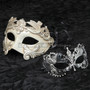 Silver Roman Warrior Masquerade Mask and Silver Charming Princess Diamond Combo