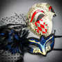 Venetian Silver RED Phantom Half Face BLUE Glitter Black Feather Couple Mask