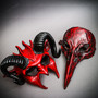 Bloddy Red  Bird Nose Raven Devil Ram Horns Halloween Cosplay Costume Party Mask