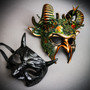 Green Forest Scary Devil Ram Halloween Couple Mask Devil Horn Black Demon Mask