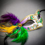 Venetian Silver Phantom Ball Men & Women Colorful Feather MardiGras Couple Mask