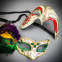 Venetian Silver RED Phantom Ball Men Women Feather Green Glitter Eye Couple Mask