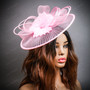Feather Kentucky Derby Hat Flower Fascinator - Pink