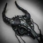 Black Dragon Scale Skull OX Horn Devil Mask - Black