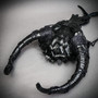Black Dragon Scale Skull OX Horn Devil Mask - Black
