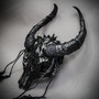 Black Dragon Scale Skull OX Horn Devil Mask - Black