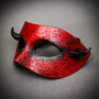 Demon Half Face Devil Mask with Small Horns - Bloody Red