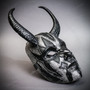Devil Horn Mask Gothic Demon Halloween Face Mask - Black Silver