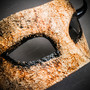Demon Half Face Devil Distressed Mask with Small Horns - Rust White