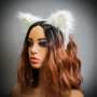 White Furry Cat Ear Headband Cosplay Animal Costume Accessory