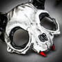 White Skull Ram Mask with Gold Horns Fantasy Demon Costume Mask - White Gold