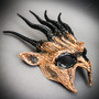 Fire Flame Devil Demon Horns Spikes Full Face Mask - Rust White