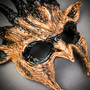 Fire Flame Devil Demon Horns Spikes Full Face Mask - Rust White