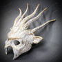 Fire Flame Devil Demon Horns Spikes Full Face Mask - White Gold