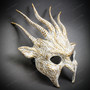 Fire Flame Devil Demon Horns Spikes Full Face Mask - White Gold