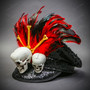 Skull Top Hat, Gothic Top Hat, Pirate Hat, Skull and Crossbones Hat, Steampunk Hat, Red Feather Hat, Black Feather Hat, Halloween Costume Hat, Gothic Costume Accessory, Cosplay Hat, Voodoo Hat, Pirate Captain Hat, Festival Headwear, Gothic Fashion Accessory, Handmade Costume Hat.