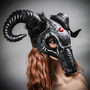 Black Ram Skull Mask with Horns Dark Fantasy Halloween Mask