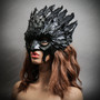 Raven Feather Masquerade Mask Gothic Bird Costume Mask - Black