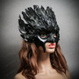 Raven Feather Masquerade Mask Gothic Bird Costume Mask - Black