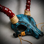 Skull Mask with Red Horns Tribal Demon Costume Mask - Blue