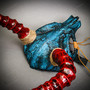Skull Mask with Red Horns Tribal Demon Costume Mask - Blue