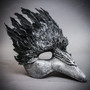 Raven Plague Doctor Mask Gothic Venetian Costume Mask - Grey Black