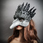 Raven Plague Doctor Mask Gothic Venetian Costume Mask - Grey Black