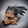 Woodland Wolf Feather Mask Forest Spirit Animal Costume Mask - Brown