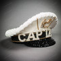 Captain Bling Rhinestone Sailor Hat White & Black Nautical Costume Cap