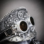 Silver Feather Shoulder Piece + Silver Steampunk Goggles + Black & Silver Steampunk Eye Mask Costume Set
