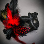 Silver Phantom Half Face Mask & Black & Red Venetian Eye Mask Couple Mask Set