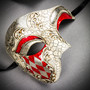 White & Red Venetian Phantom Mask & White & Gold Venetian Eye Mask Couple Mask Set
