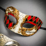 White & Red Venetian Phantom Mask & White & Gold Venetian Eye Mask Couple Mask Set