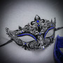 Black & Blue Butterfly Masquerade Mask & Blue Masquerade Mask Couple Mask Set