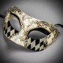 White & Red Venetian Phantom Mask & White & Silver Venetian Eye Mask Couple Mask Set