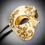 Gold Phantom Half Face Mask & Green & Yellow Masquerade Mask Couple Mask Set