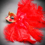 Gold Phantom Half Face Mask & Gold & Red Glitter Feather Eye Mask Couple Mask Set