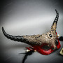 White & Gold Venetian Eye Mask & Red & Black Horned Devil Eye Mask Couple Mask Set