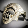 White & Silver Venetian Phantom Mask & White & Red Venetian Phantom Mask Couple Mask Set