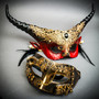 Black & Gold Venetian Jester Mask & Red & Black Horned Devil Eye Mask Couple Mask Set